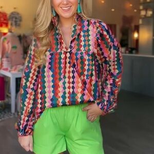 Colorful Geometric Women's Blouse